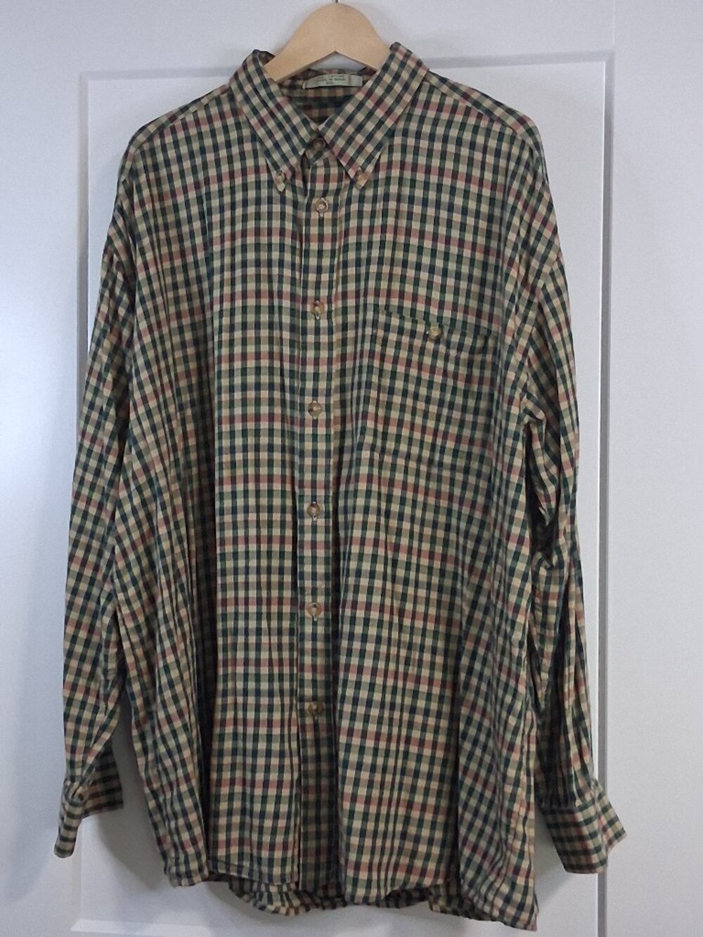 Orvis Mens XXL 100% Cotton Plaid Button Down Shirt Outdoor Casual